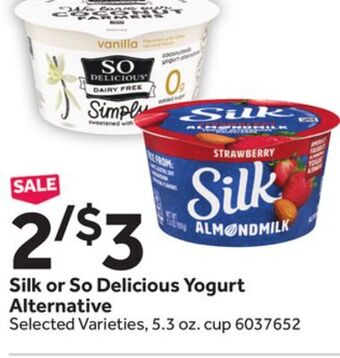 Stop&Shop Silk or so delicious yogurt alternative offer