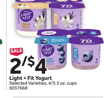 Stop&Shop Light + fit yogurt offer
