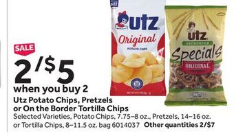 Stop&Shop Utz potato chips, pretzels or on the border tortilla chips offer