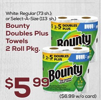 DeCicco & Sons Bounty doubles plus towels 2 roll pkg offer
