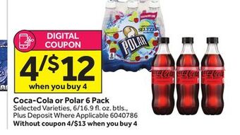 Stop&Shop Coca-cola or polar 6 pack offer