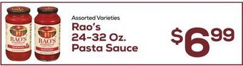 DeCicco & Sons Rao's 24-32 oz. pasta sauce offer