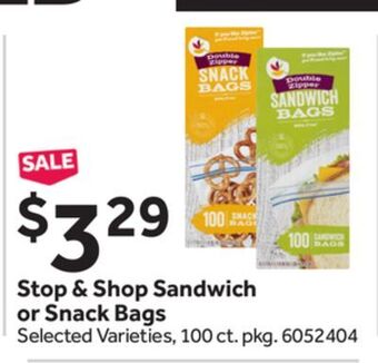 Stop&Shop Stop & shop sandwich or snack bags offer
