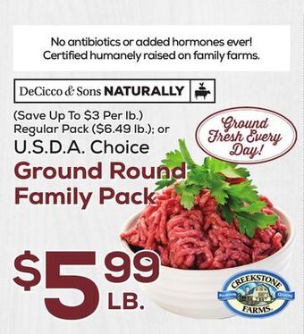 DeCicco & Sons Ground round family pack offer