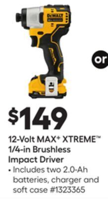 Lowe's Dewalt 12-volt max 9 xtreme™ 1/4-in brushless impact driver offer