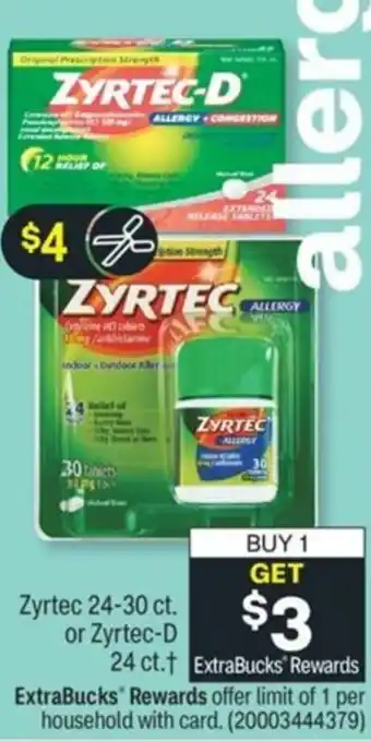 CVS Zyrtec 24-30 ct.Zyrtec-D offer