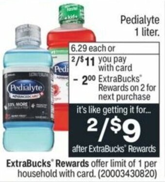 CVS Pedialyte 1 Liter offer