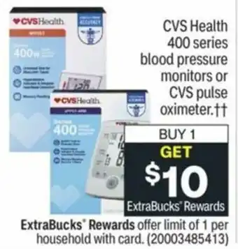 CVS CVS Health 400 Series Blood Pressure Monitors or CVS Pulse Oximeter offer