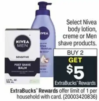 CVS Nivea Body Lotion, Creme Or Men Shave Products offer