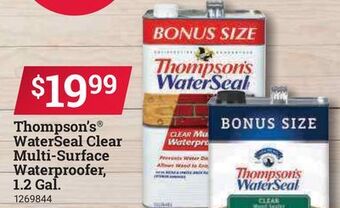 Ace Hardware Thompson's® waterseal clear multi-surface waterproofer, 1.2 gal. offer