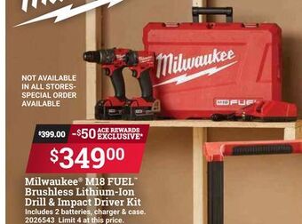 Ace Hardware Milwaukee® m18 fuel™ brushless lithium-ion drill & impact driver kit offer