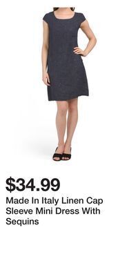 TJ Maxx Made in italy linen cap sleeve mini dress with sequins offer