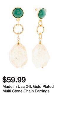 TJ Maxx Made in usa 24k gold plated multi stone chain earrings offer