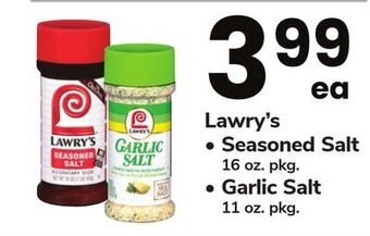 ACME Lawry's seasoned salt 16 oz. pkg., garlic salt 11 oz. pkg. offer