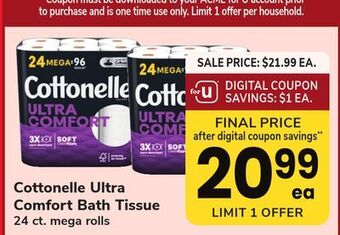 ACME Cottonelle ultra comfort bath tissue offer