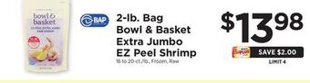 ShopRite 2-lb. bag extra jumbo ez peel shrimp offer