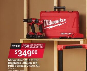 Ace Hardware Milwaukee® m18 fuel™ brushless lithium-ion drill & impact driver kit offer