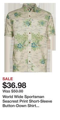 Cabela's World wide sportsman seacrest print short-sleeve button-down shirt for men offer