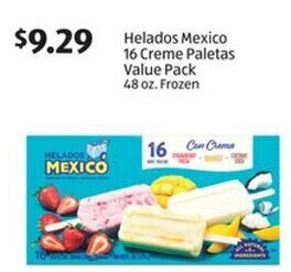 Aldi Helados Mexico 16 Creme Paletas Value Pack 48 oz.Frozen offer