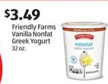 Aldi Friendly Farms Vanilla Nonfat Greek Yogurt 32 oz. offer