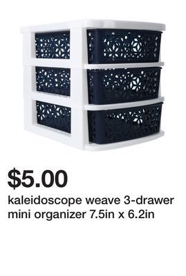 Five Below Kaleidoscope weave 3-drawer mini organizer 7.5in x 6.2in offer