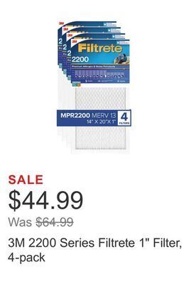 Costco 3m 2200 series filtrete 1 filter, 4-pack offer