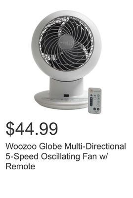 Costco Woozoo globe multi-directional 5-speed oscillating fan w/ remote offer