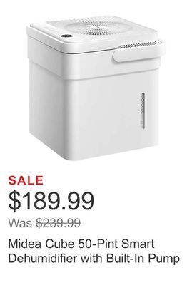 Costco Midea cube 50-pint smart dehumidifier with built-in pump offer