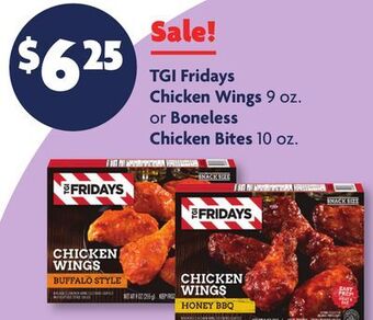 Family Dollar Tgi fridays chicken wings 9 oz. or boneless chicken bites 10 oz. offer