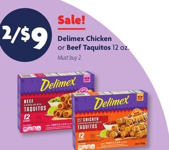 Family Dollar Delimex chicken or beef taquitos offer
