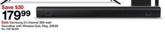 Target Samsung 2.1-channel 360-watt soundbar with wireless sub offer