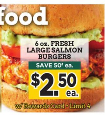 Dearborn Market Fresh large salmon burgers offer