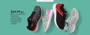 JC Penney Men's or women's fila shoes offer