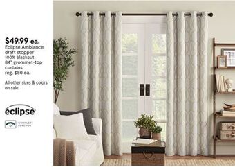 JC Penney Eclipse ambiance draft stopper 100% blackout 84 grommet-top curtains offer