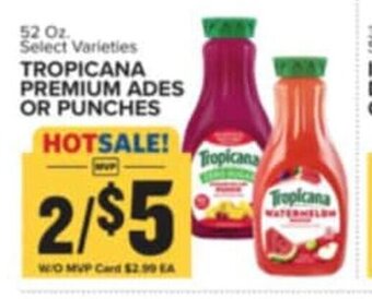 Food Lion TROPICANA PREMIUM ADES OR PUNCHES 52 Oz offer
