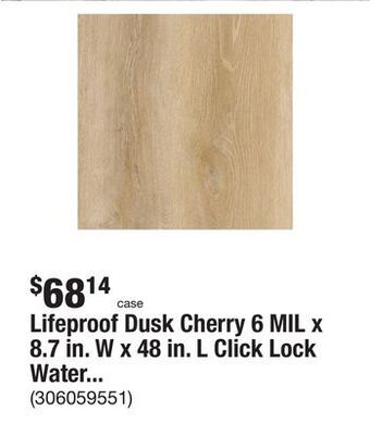 The Home Depot Lifeproof dusk cherry 6 mil x 8.7 in. w x 48 in. l click lock waterproof luxury vinyl plank flooring (20.1 sqft/case) offer