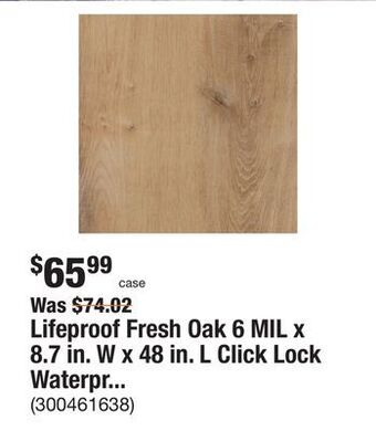 The Home Depot Lifeproof fresh oak 6 mil x 8.7 in. w x 48 in. l click lock waterproof luxury vinyl plank flooring (20.1 sqft/case) offer