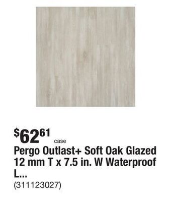 The Home Depot Pergo outlast+ soft oak glazed 12 mm t x 7.5 in. w waterproof laminate wood flooring (19.6 sqft/case) offer