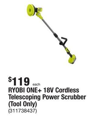 The Home Depot Ryobi one+ 18v cordless telescoping power scrubber (tool only) offer