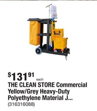The Home Depot The clean store commercial yellow/grey heavy-duty polyethylene material janitorial cart offer