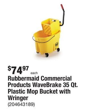 The Home Depot Rubbermaid commercial products wavebrake 35 qt. plastic mop bucket with wringer offer