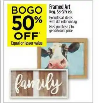 Dollar General Bogo 50% Off Framed Art offer