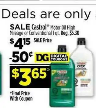 Dollar General Castrol Moto Oil High Mileage Or C Onventional offer