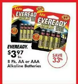 Valu Home Centers Eveready 8 Pk. AA Or AAA Alkaline Batteries Save 33% offer