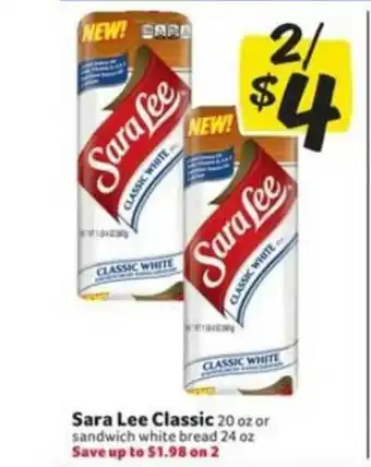 Winn Dixie Sara Lee Classic Or Sandwich White Bread offer