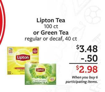 Fareway Lipton Tea Or Green Tea Regular Or Decaf offer