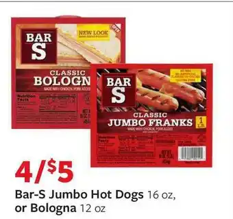 Fareway Bar-S Jumbo Hot Dogs Or Bologna offer