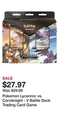 Game Stop Pokemon lycanroc vs. corviknight - v battle deck trading card game offer