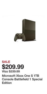 Game Stop Microsoft xbox one s 1tb console battlefield 1 special edition offer