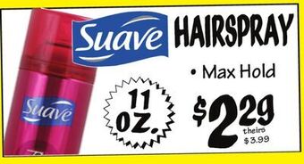 Ollie's Suave hairspray offer